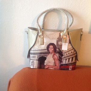MICHELLE OBAMA WORDLY BEIGE TOTE
